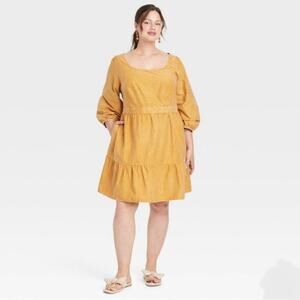 Ava & Viv Women's Plus Size Balloon 3/4 Sleeve A-Line Dress NWT